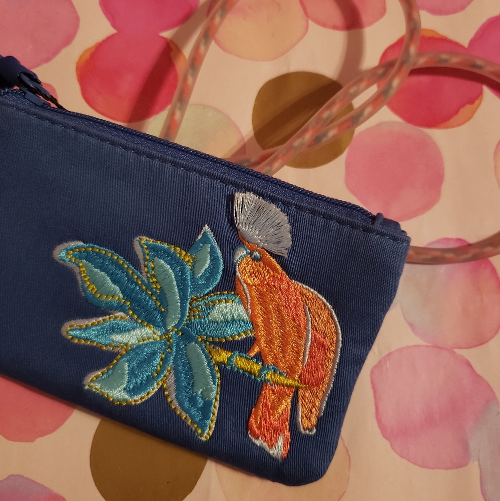 Vera Bradley "Rain Forest" Bundle; Blue Zip ID; Lanyard; NWT; Tropical; Bird